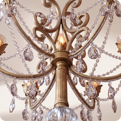 Candelabro chapado en níquel con cristal y diamantes dorado ch