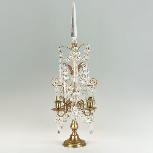 Candelabro chapado en níquel con cristal 30*30*76cm Plata