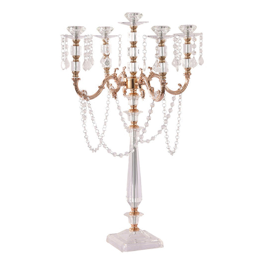 Candelabro chapado en níquel con cristal 50*50*81cm Dorado