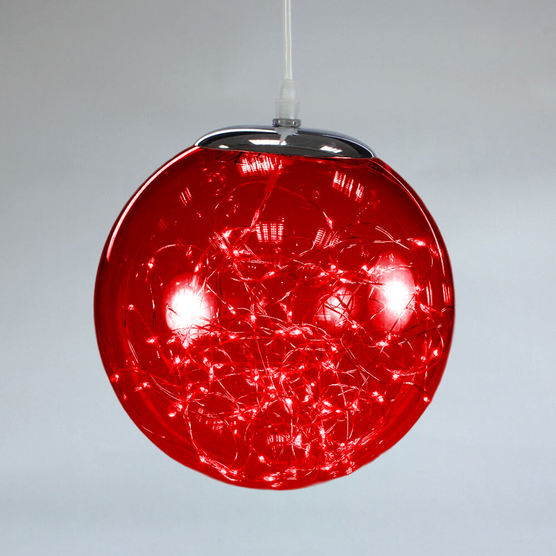 Bola de humo de 110 LED con cable de 5 metros y adaptador UL3V 25cm Rojo (smokey+ classic warm)