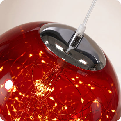 Esfera transparente roja de luz led 35, 25, 18 cm
