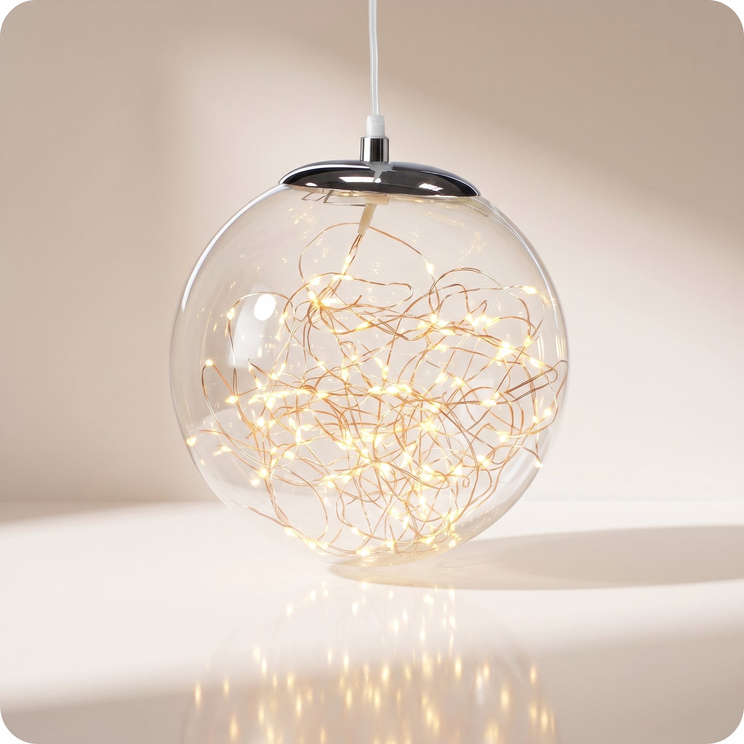 Esfera transparente de luz led 35, 25, 18 cm