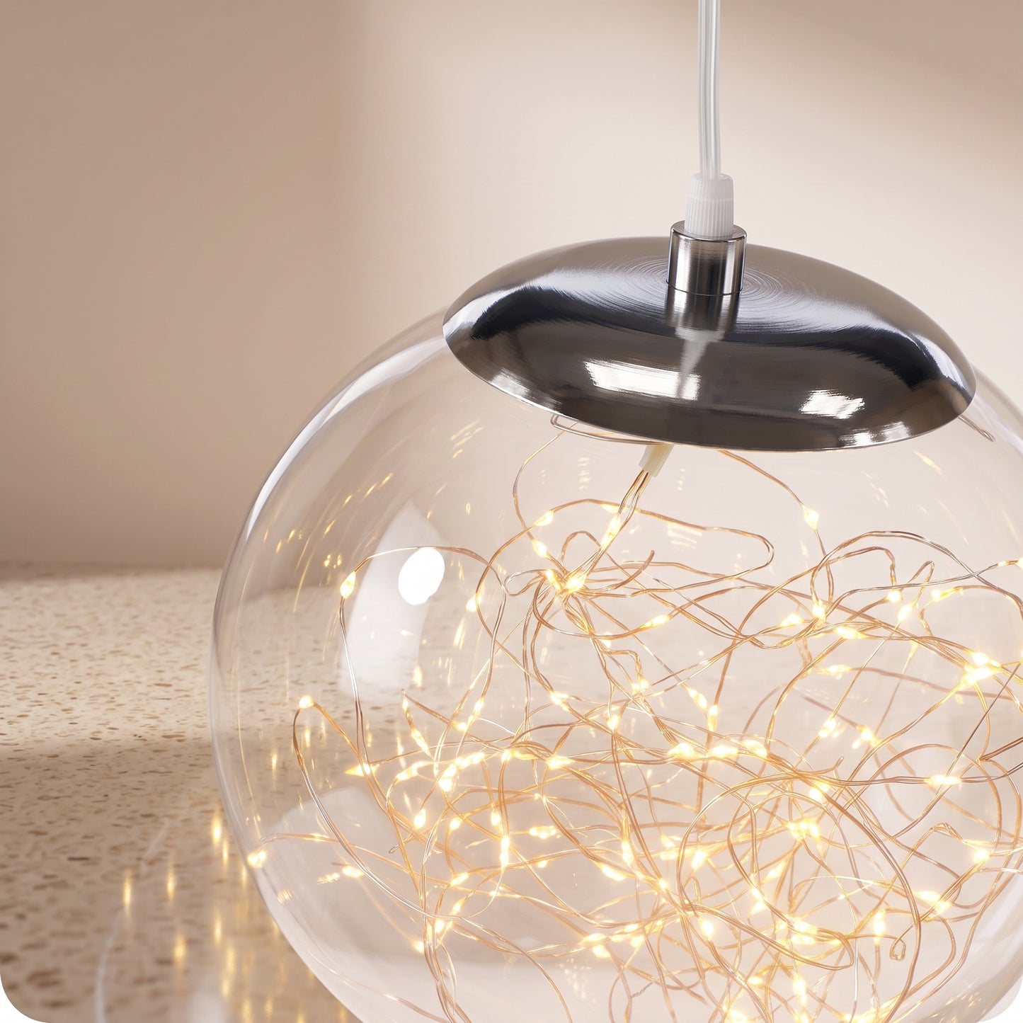 Esfera transparente de luz led 35, 25, 18 cm
