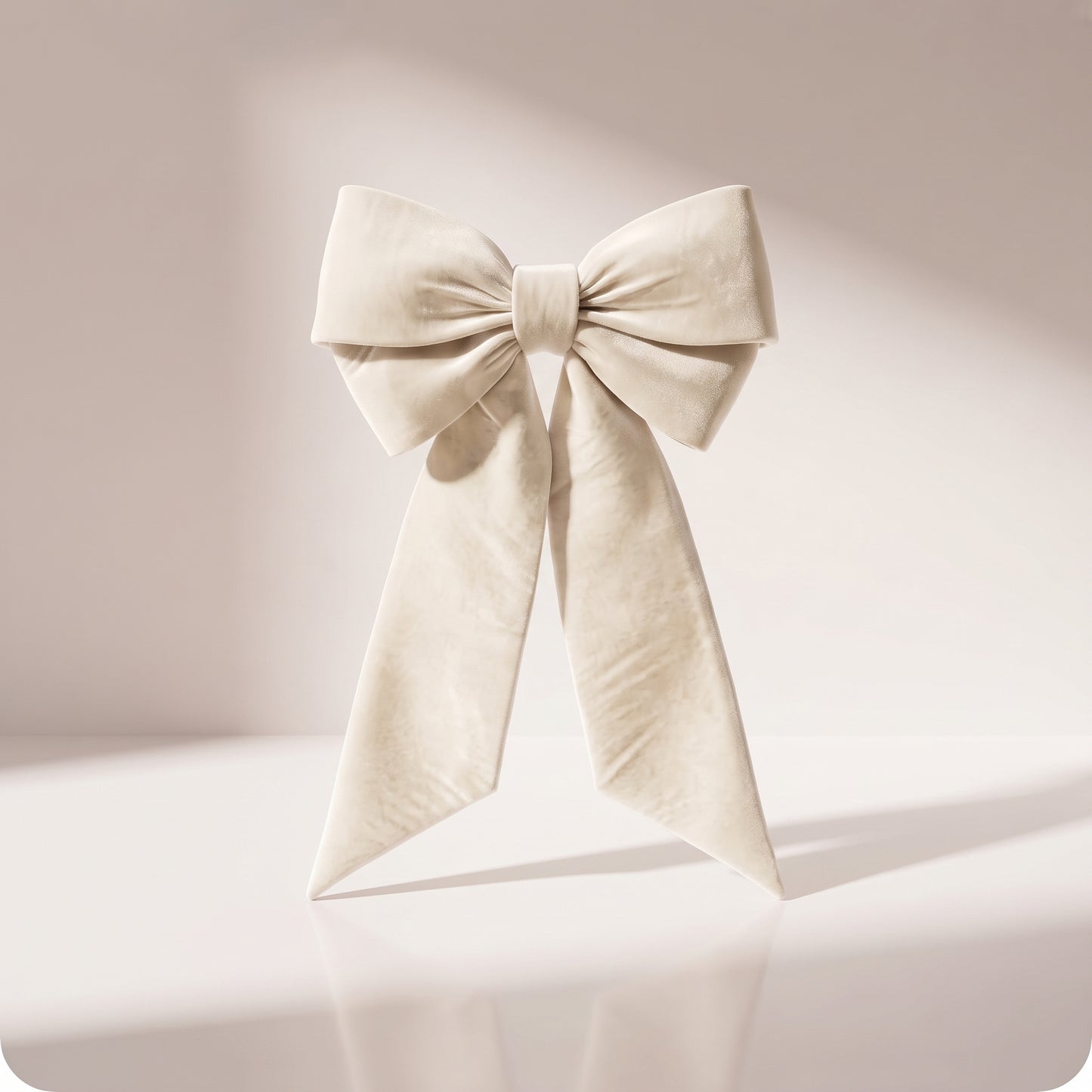 Moño ivory de terciopelo, 1.10 x 50 cm.