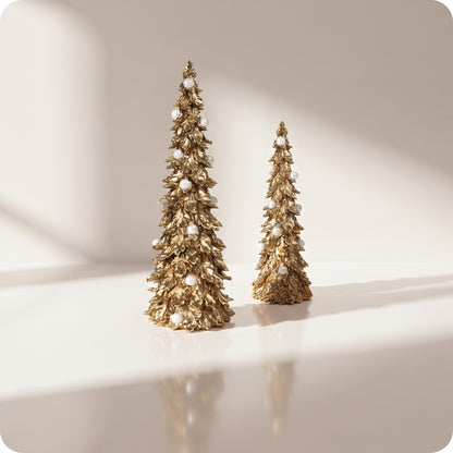 Árbol dorado con perlas brillante tipo pino