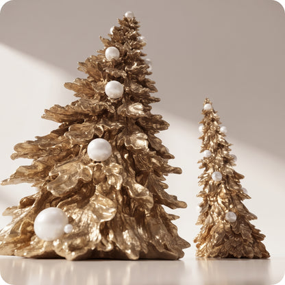 Árbol dorado con perlas brillante tipo pino