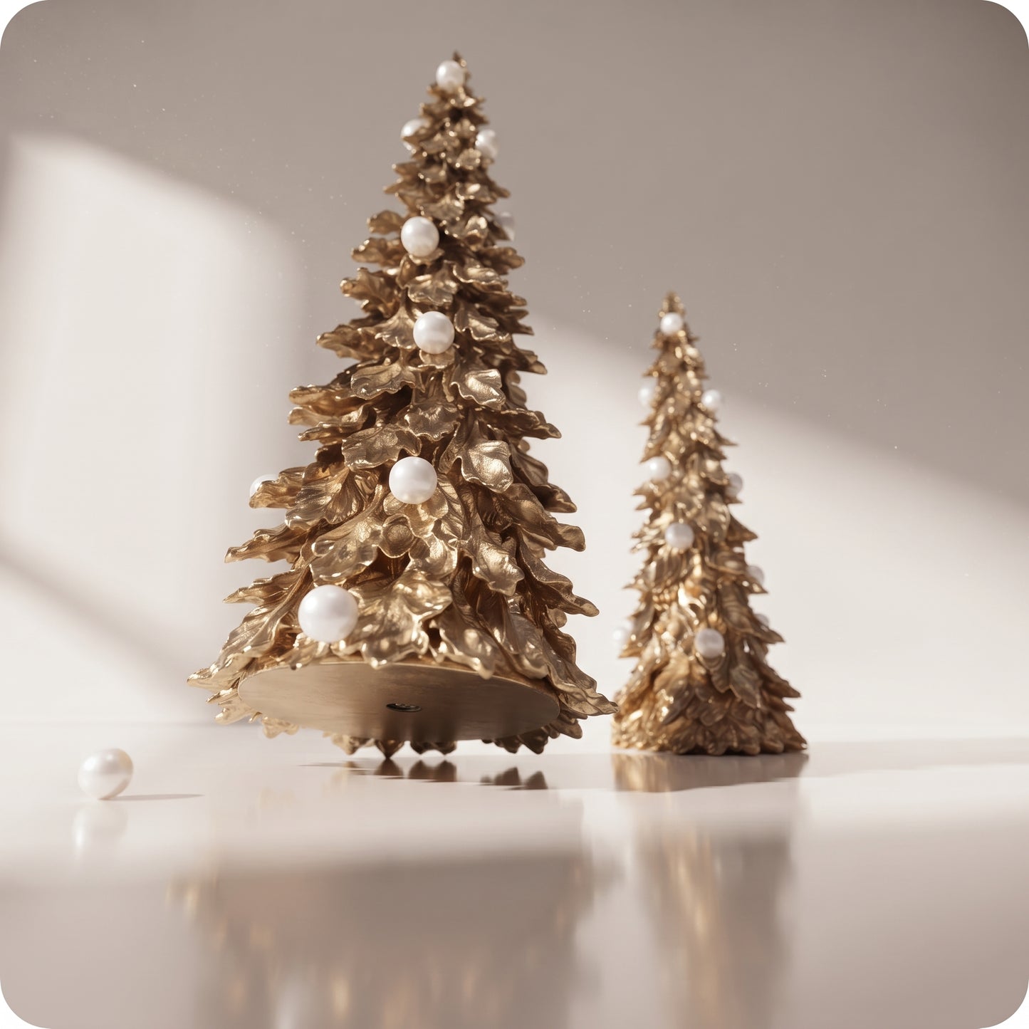 Árbol dorado con perlas brillante tipo pino