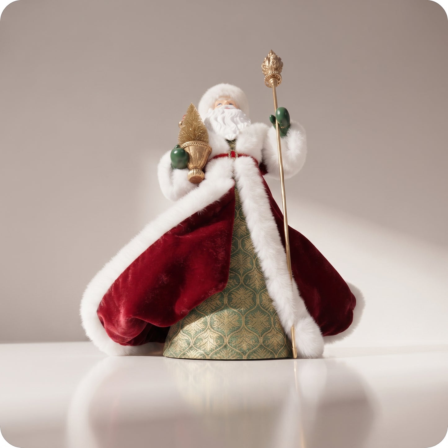 Santa Claus de resina con terciopelo rojo y verde
