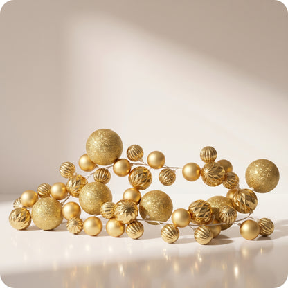 Guirnalda navideña de esferas mixtas dorado brillante