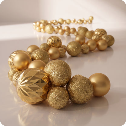 Guirnalda navideña de esferas mixtas dorado brillante