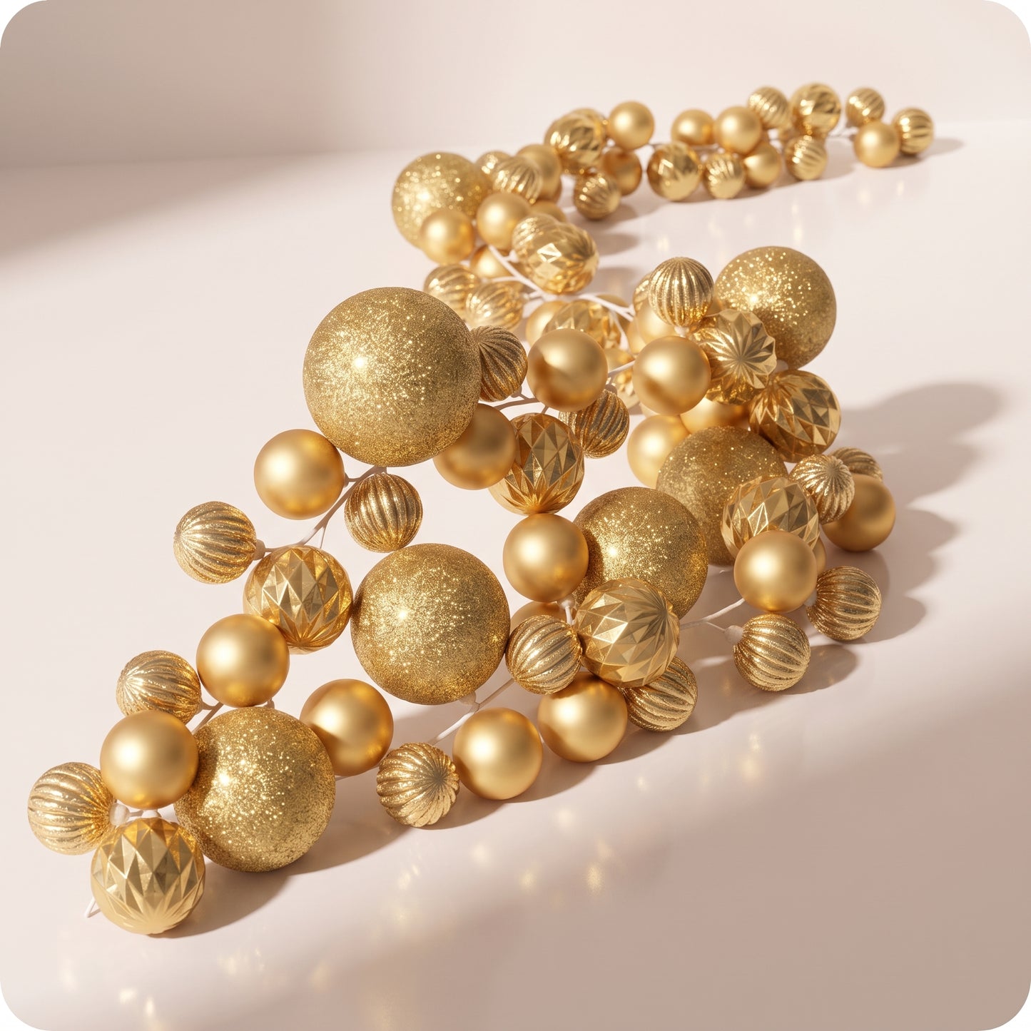 Guirnalda navideña de esferas mixtas dorado brillante