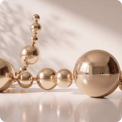 Guirnalda navideña de patron esfera grande y pequeñas champagne brillante