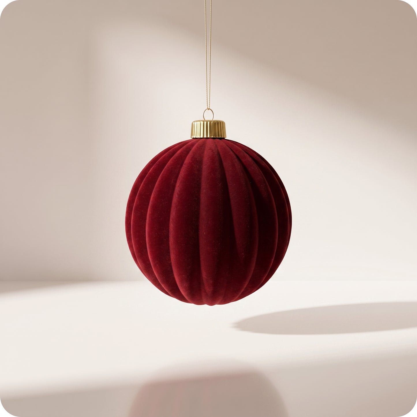 Esfera de terciopelo rojo burgundy acanalado