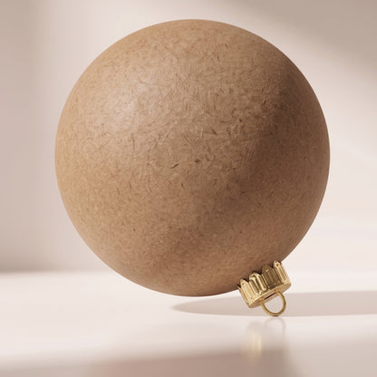 Esfera navideña de plastico color beige con listón