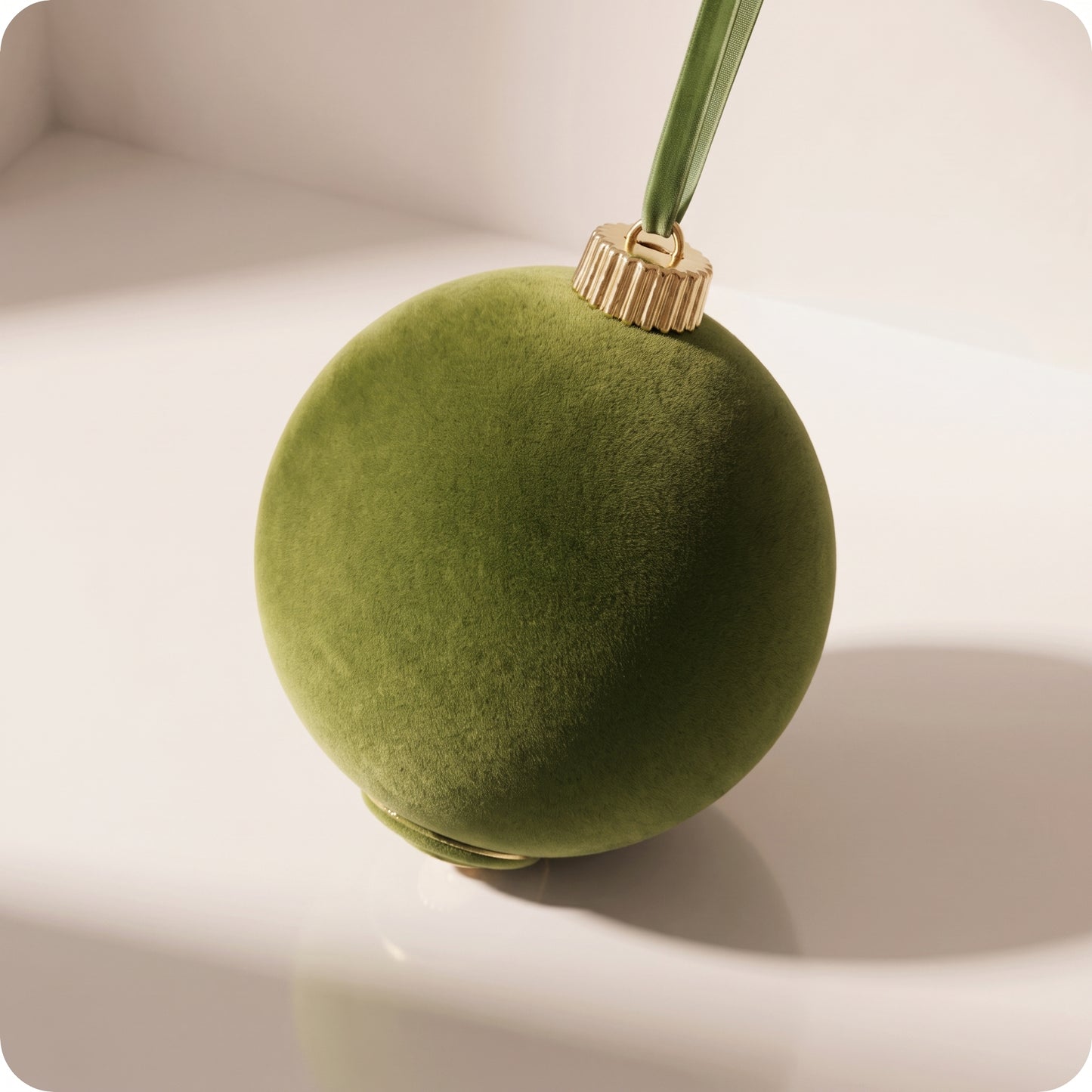 Esfera navideña de plastico color verde con listón