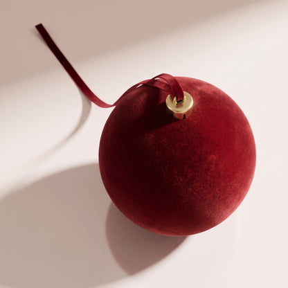 Esfera de terciopelo rojo navidad lisa