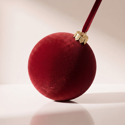 Esfera de terciopelo rojo navidad lisa