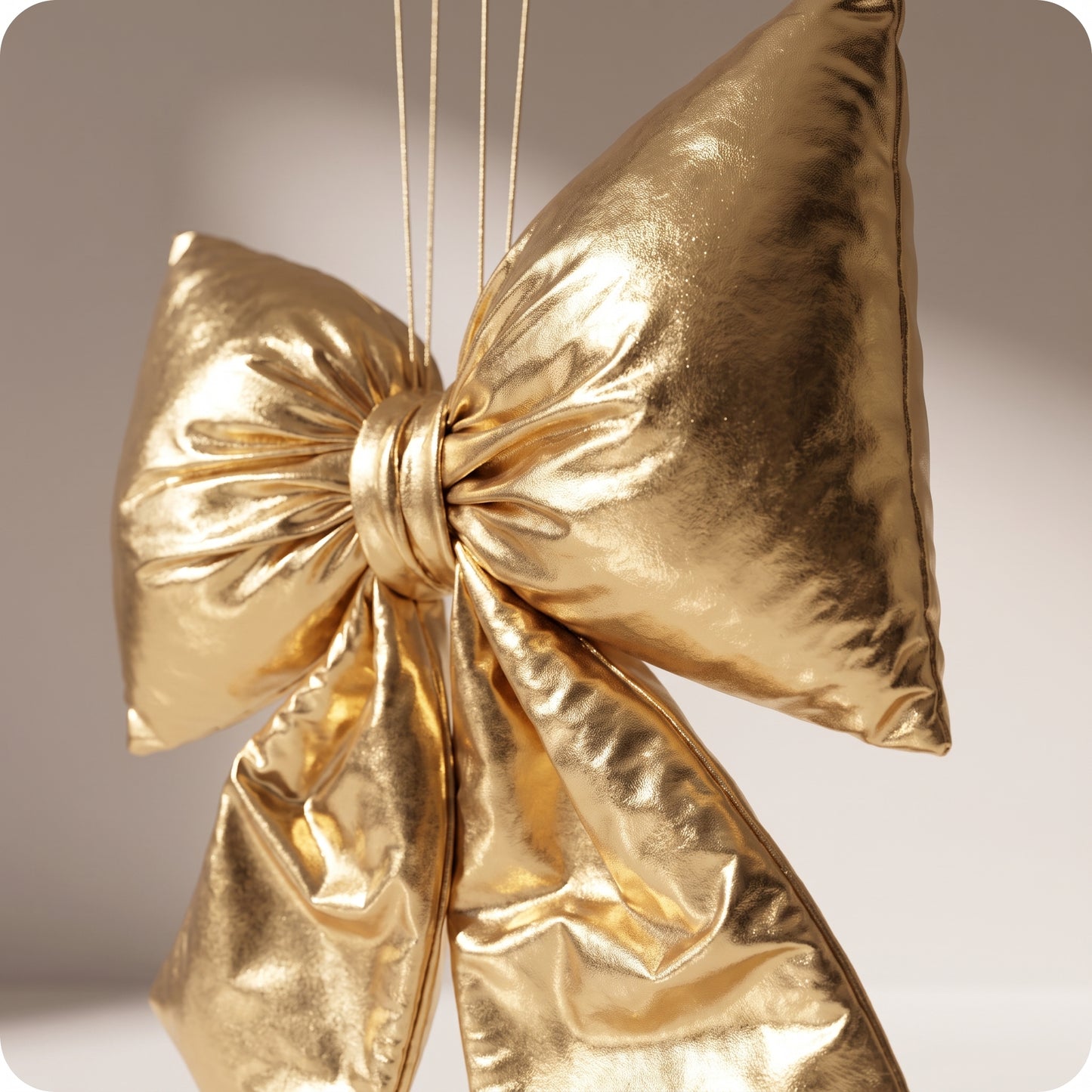 Moño navideño elegante esponjado dorado metalico