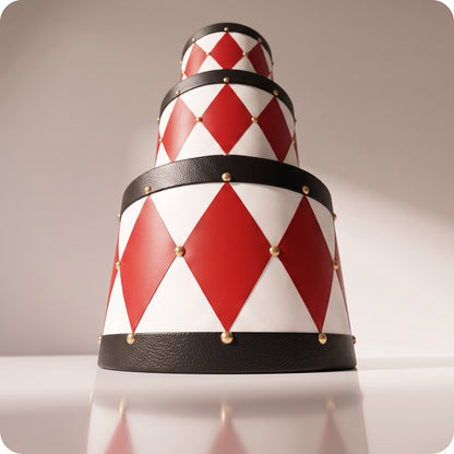 Set de tambores de resina con base negra y rombos negros