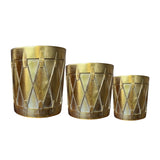 SET DE TAMBORES DORADOS, H25/35/45cm,Double used as stand and pots.