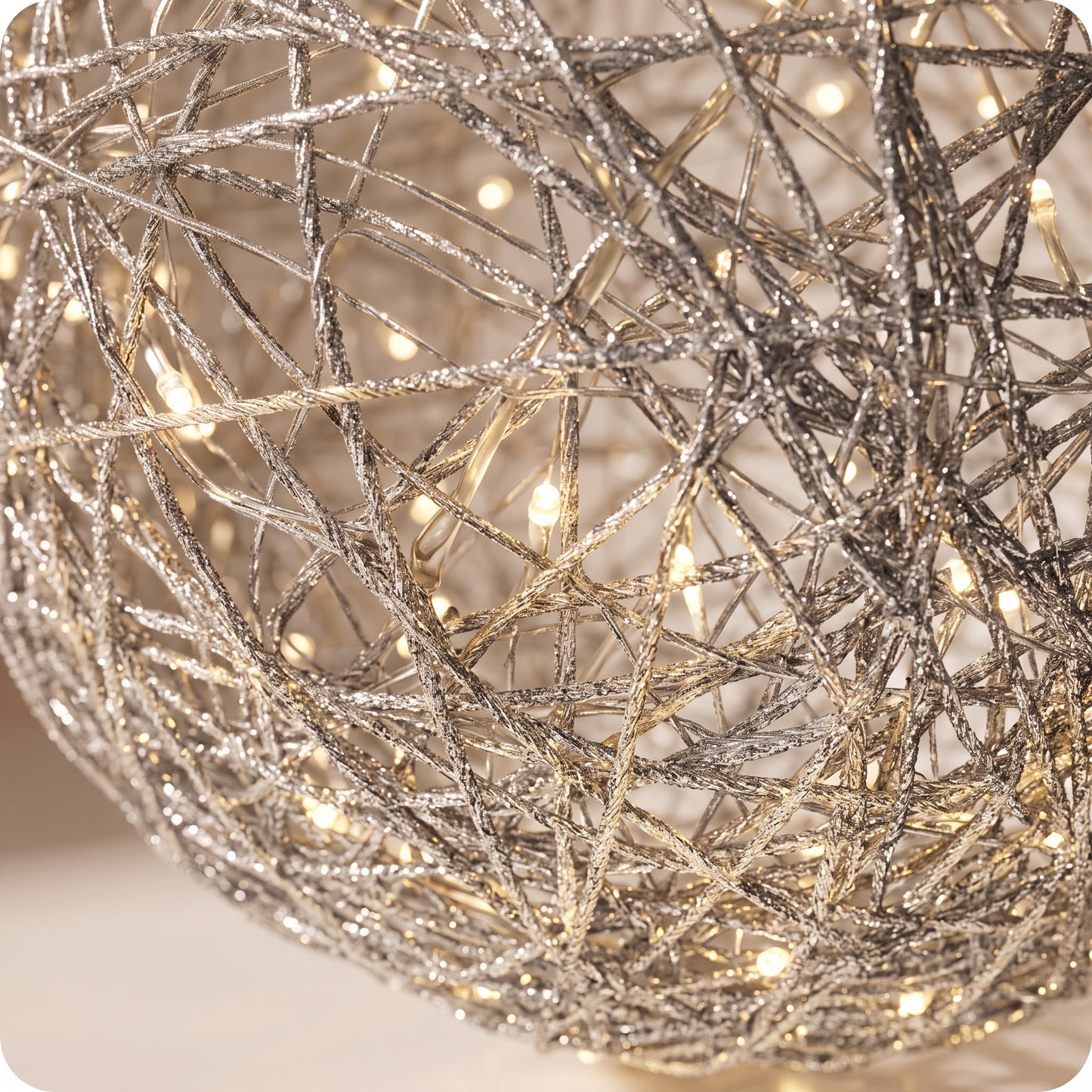 Esfera de red con luz led plateada 25, 30, 40 y 50 cm