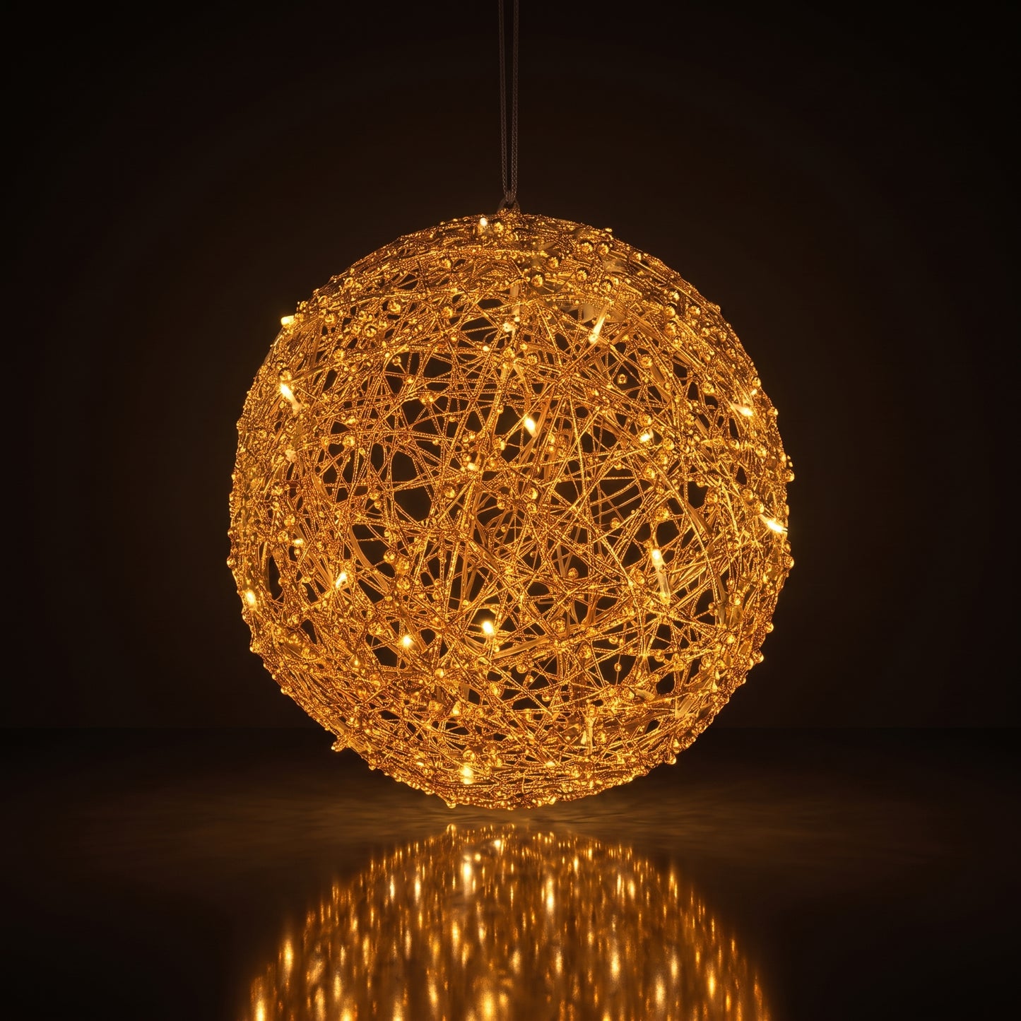 Esfera de red con luz led dorada 25, 30, 40, y 50 cm