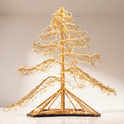 Árbol de navidad de metal con luz led dorado pino gigante