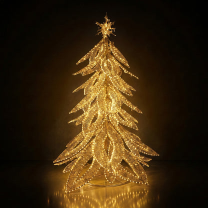 Árbol de navidad de metal con luz led dorado gigante