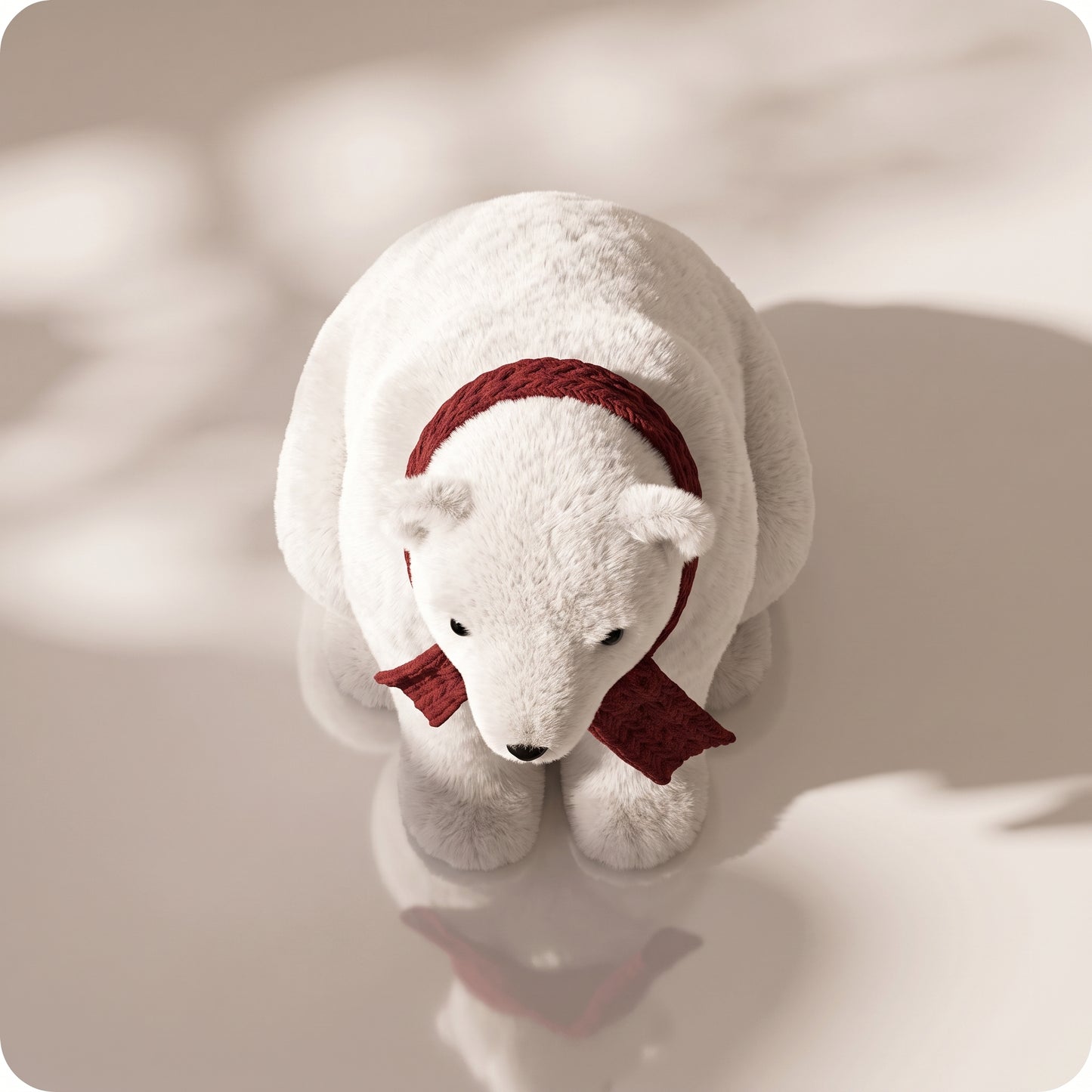 Elegante oso polar blanco con bufanda roja sentado 3