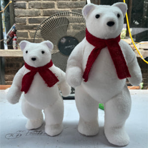 OSO POLAR BLANCO CON BUFANDA MOÑO ROJA 39 CM