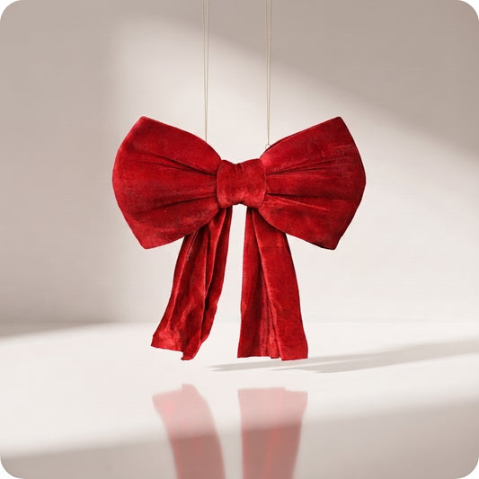 Moño de terciopelo rojo navidad elegante corto