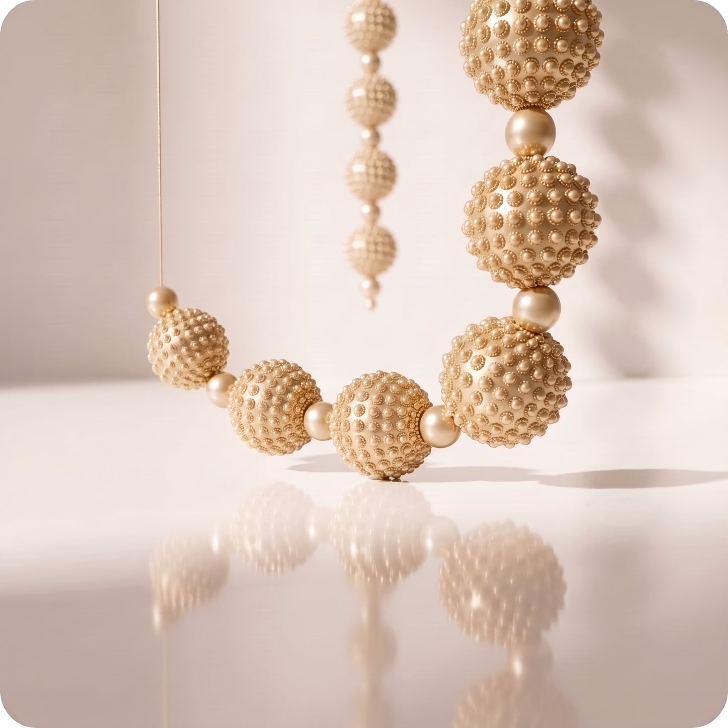 Guia de perlas con texturas elegantes