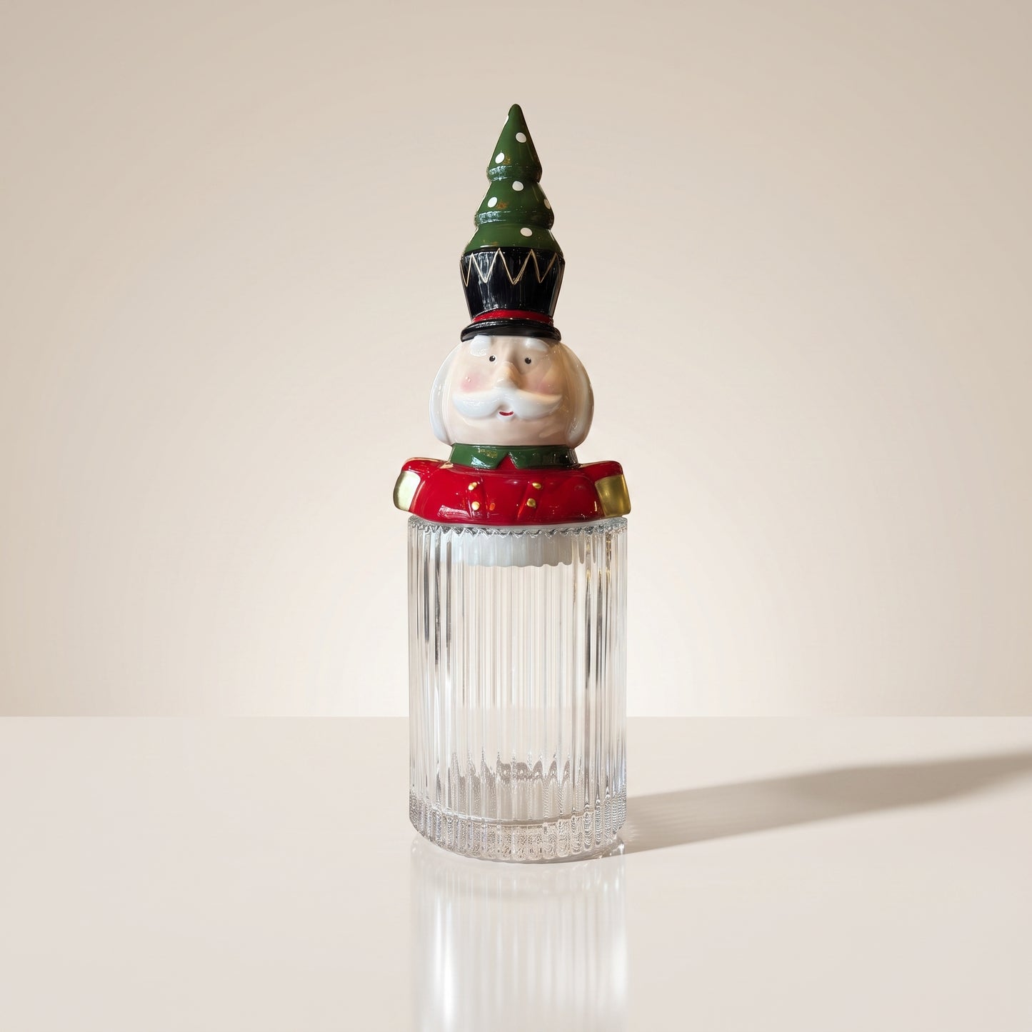 Tarro navidad decorativo multicolor de cascanueces con árbol