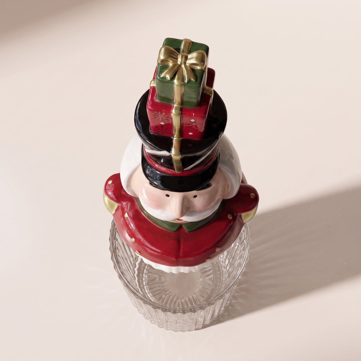 Tarro navidad decorativo multicolor de cascanueces con regalos