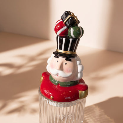 Tarro navidad decorativo multicolor de cascanueces con esferas