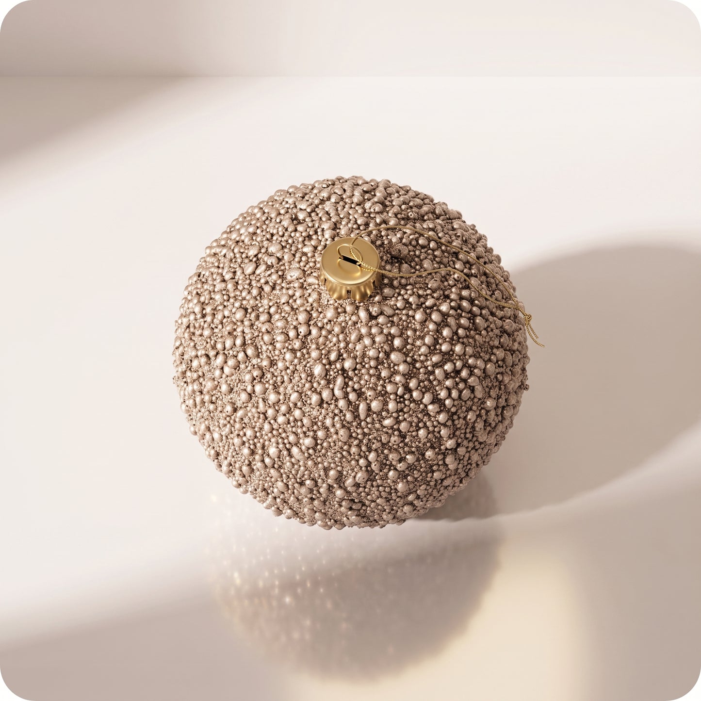 Esfera con glitter y mini piedras champagne 16 cm