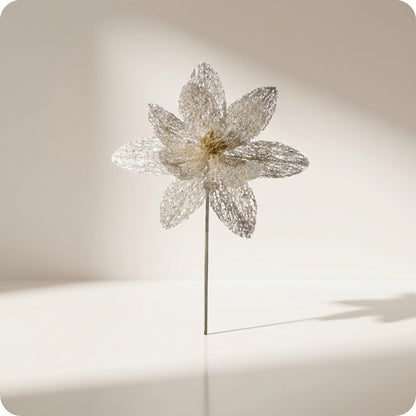 Poinsettia de red con brillo de mica