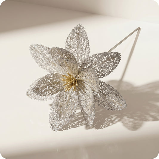 Poinsettia de red con brillo de mica