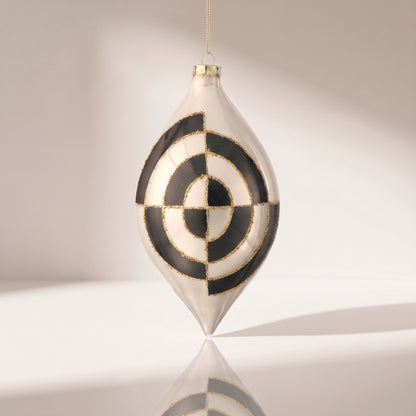 Esfera art deco larga de vidrio perla 20 cm