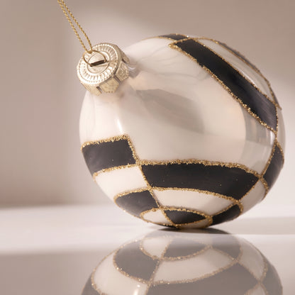 Esfera art deco larga de vidrio perla 20 cm