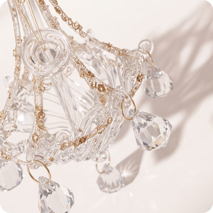Esfera candelabro de vidrio con cristales brillantes 18 cm