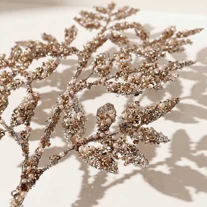 Vara de ruscus con lentejuelas de perlas