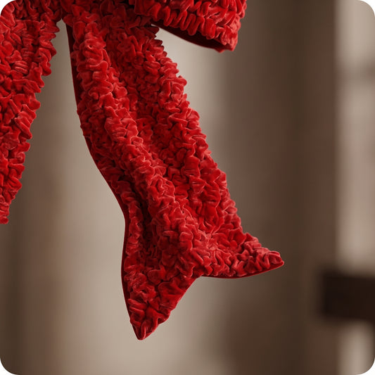 Moño de terciopelo rojo crushed