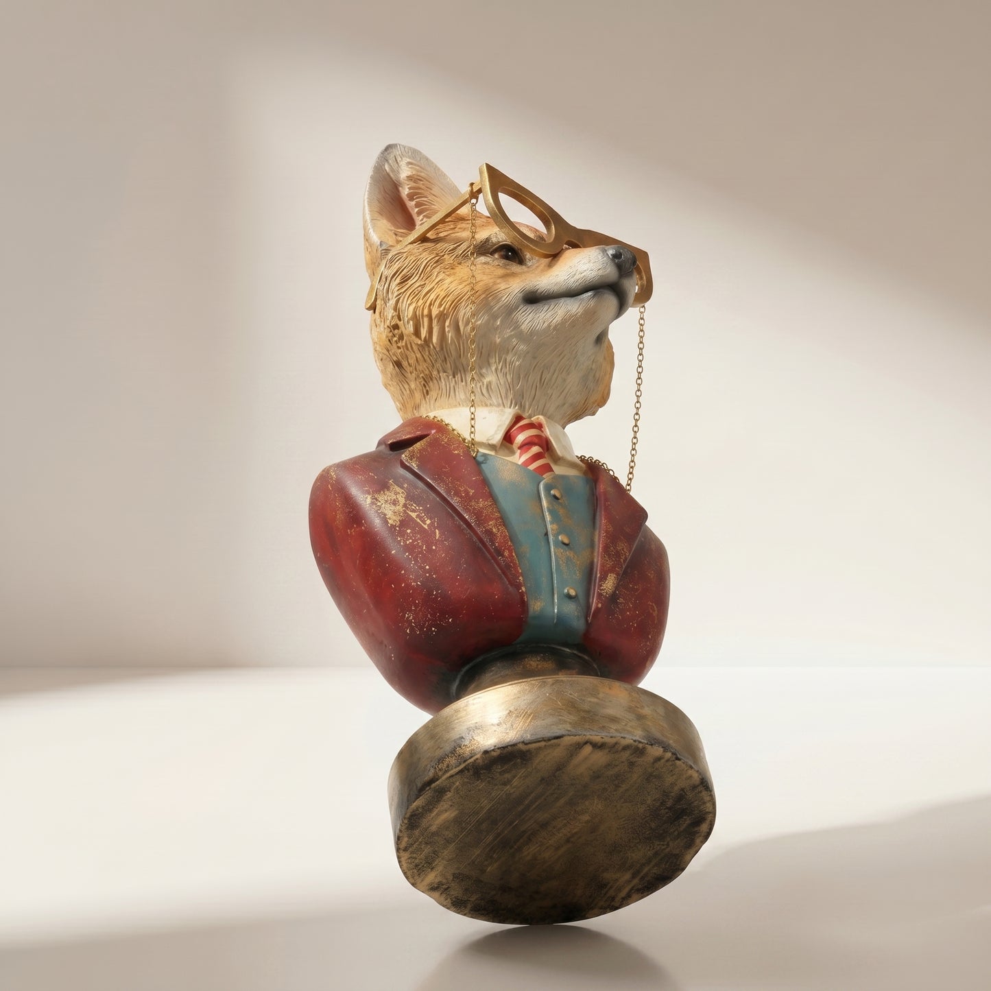 Busto de zorro de resina con gafas