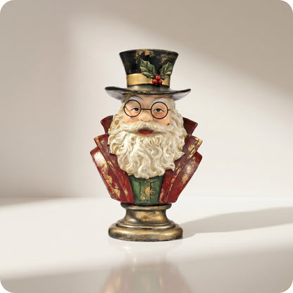 Papá noel de resina sobre pedestal