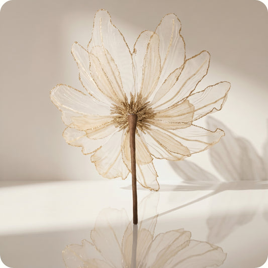 Vara de magnolia transparente con brillo oro