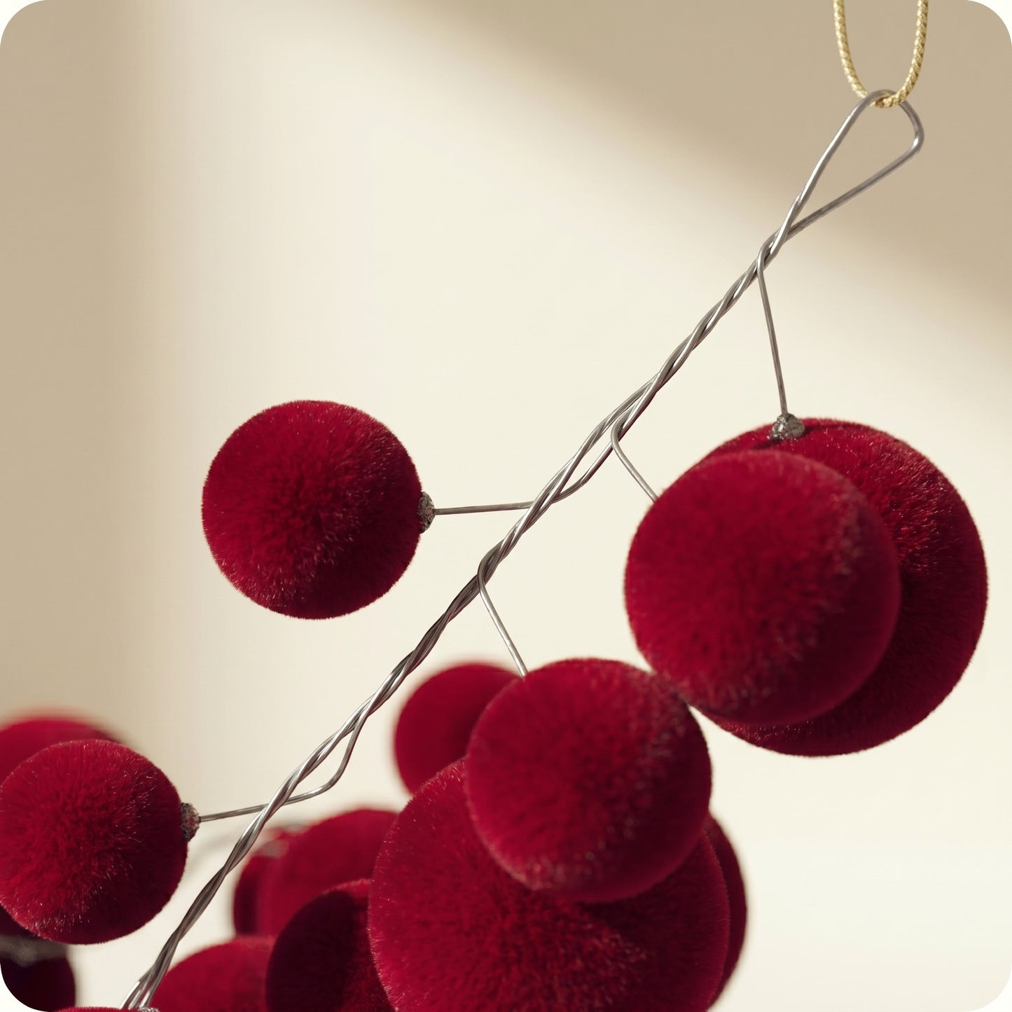 Guirnalda de bolas flockeadas burgundy