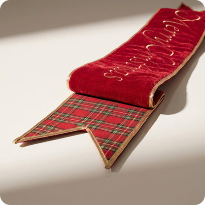 Bandera de tela plata con la inscripción "merry xmas"