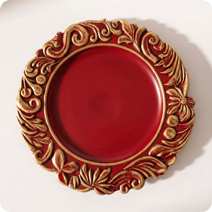 Plato decorativo de plastico duro rojo