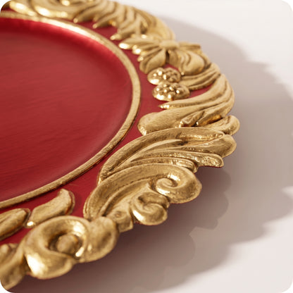Plato decorativo de plastico duro rojo